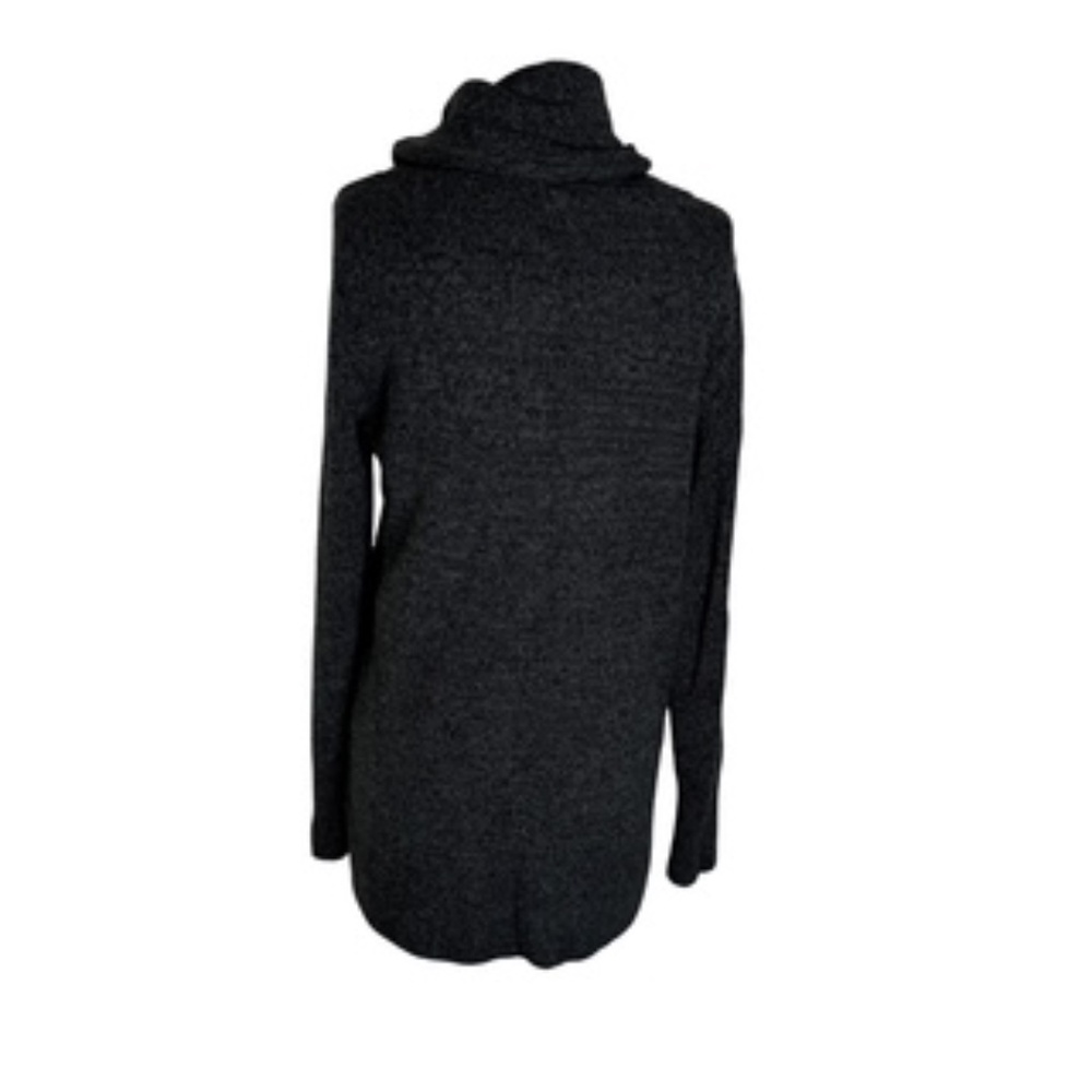 DKNY Jeans Long Tunic Cowl Neck Charcoal Gray Slight Hi/Lo Hem Sweater Size L - Picture 5 of 7